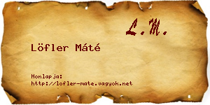 Löfler Máté névjegykártya
